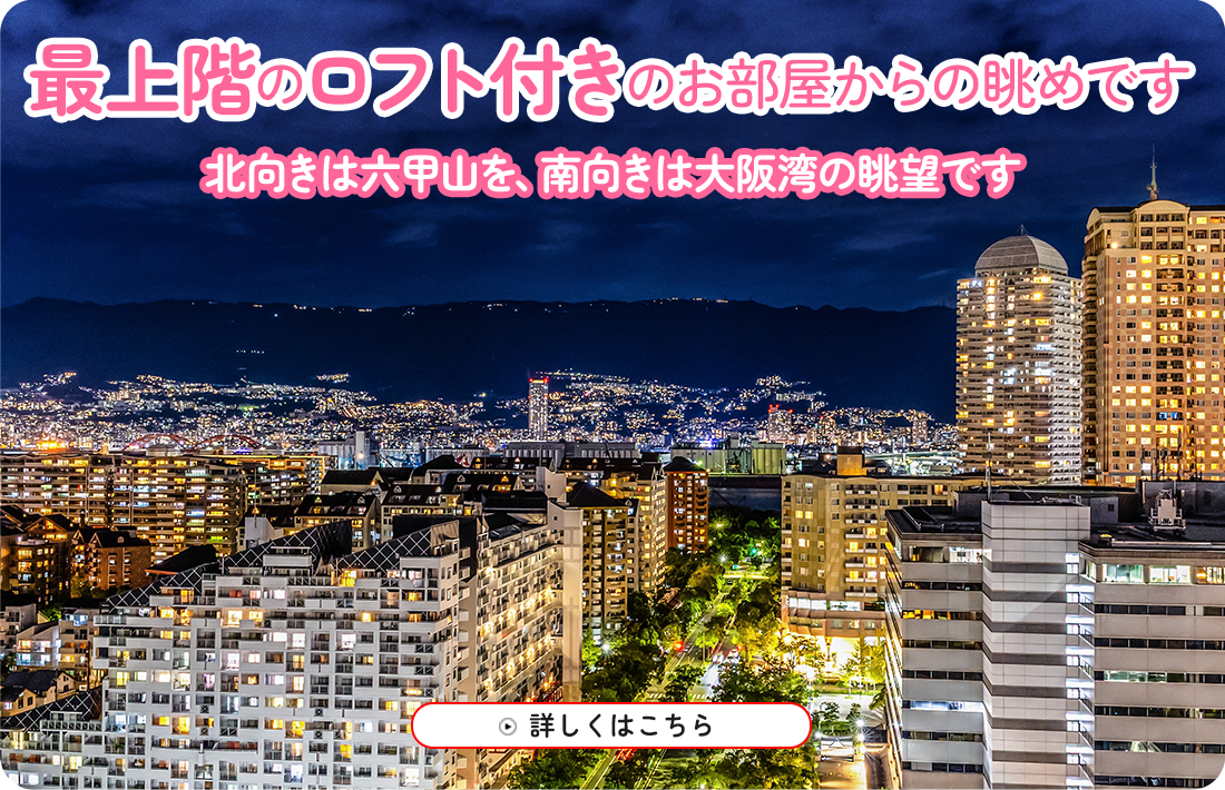 最上階のロフト付きのお部屋からの眺めです